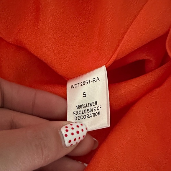 THML Sunset Smocked 100% Linen Dress Orange NWT Women’s S Summer Beach Party - Picture 10 of 10